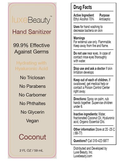 Luxe Beauty Hand Sanitizer Coconut (Luxe Beauty Hand Sanitizer Coconut)